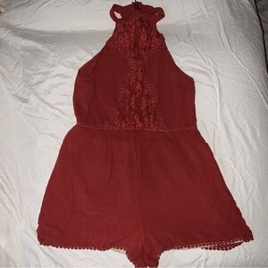 Lace-detailed romper